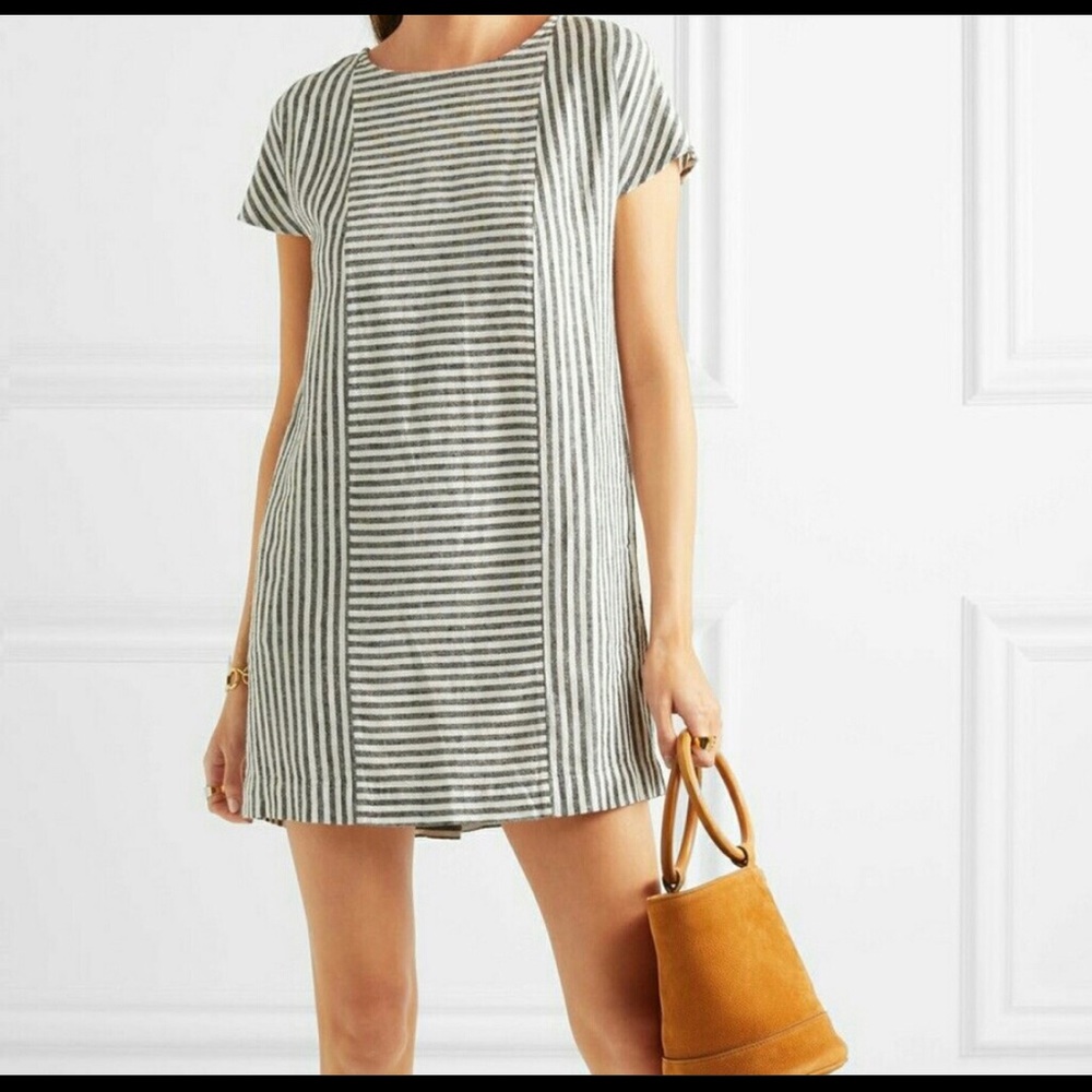 Madewell Daphne Gray Striped Linen Dress